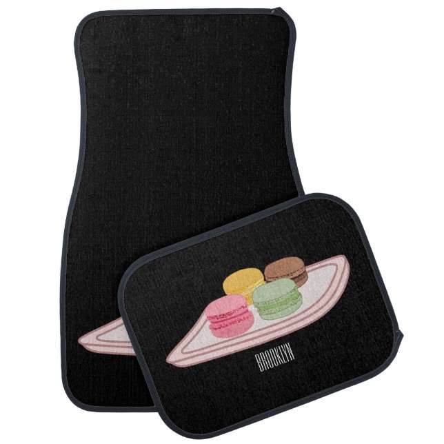 Macaron cartoon illustration  car floor mat (Set)