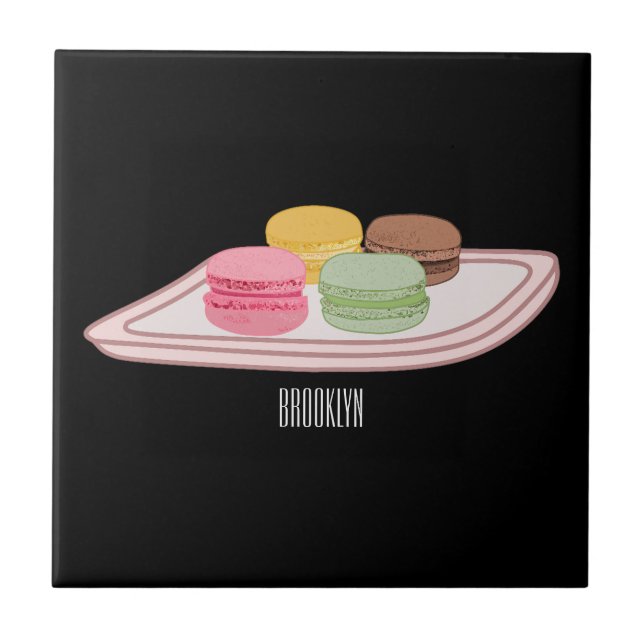 Macaron cartoon illustration  ceramic tile (Front)