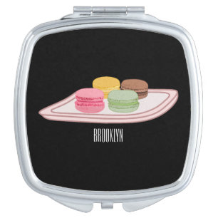 Macaron cartoon illustration  compact mirror