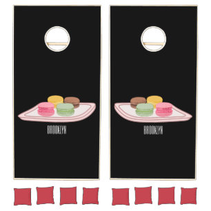Macaron cartoon illustration  cornhole set