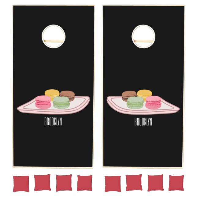 Macaron cartoon illustration  cornhole set (Set)