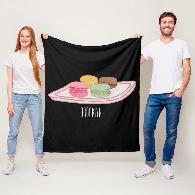 Macaron cartoon illustration  fleece blanket (In Situ)