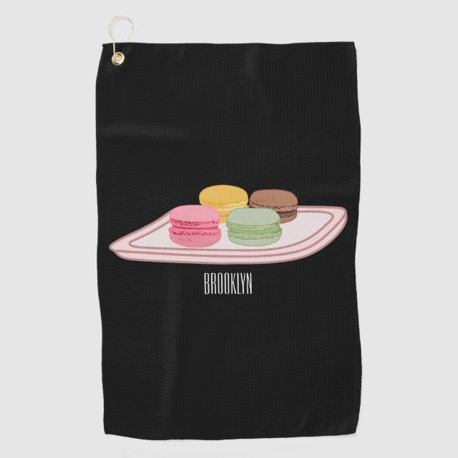 Macaron cartoon illustration  golf towel (Front)