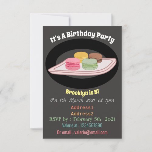 Macaron cartoon illustration invitation