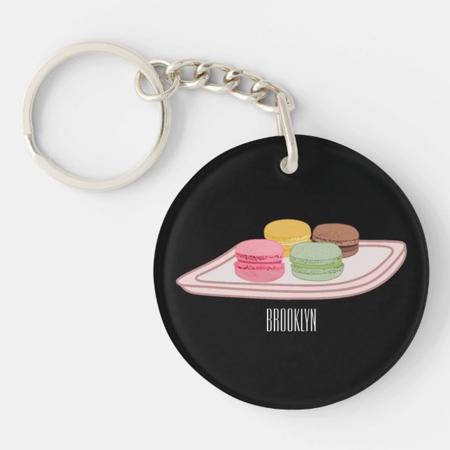 Macaron cartoon illustration  keychain (Front)