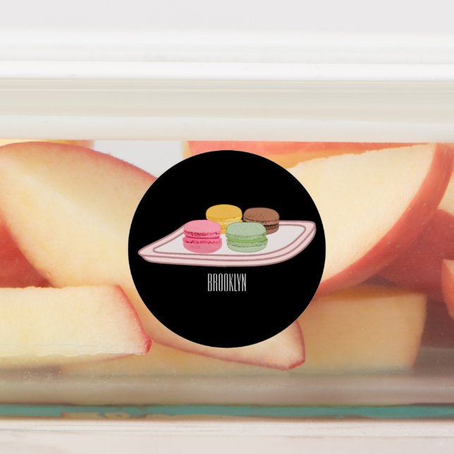 Macaron cartoon illustration  labels (Affixed)