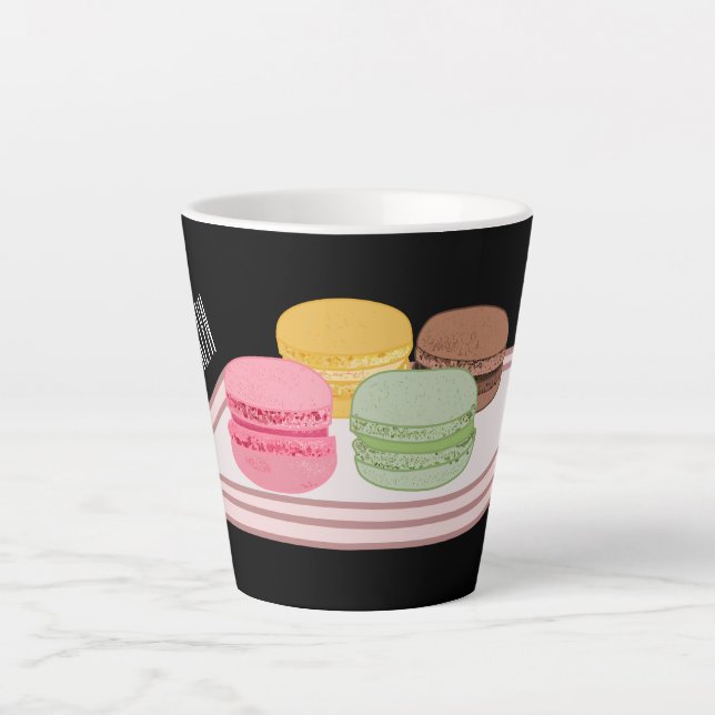 Macaron cartoon illustration  latte mug (Front)