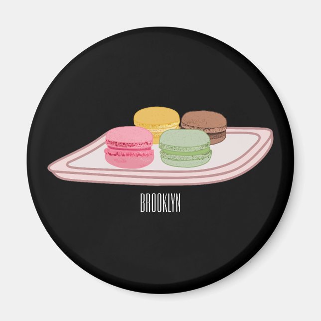 Macaron cartoon illustration  magnet (Front)