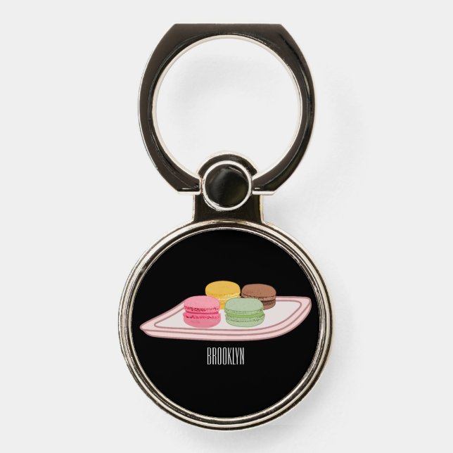 Macaron cartoon illustration  phone ring stand (Front)