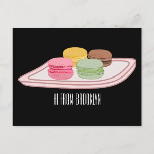 Macaron cartoon illustration  postcard