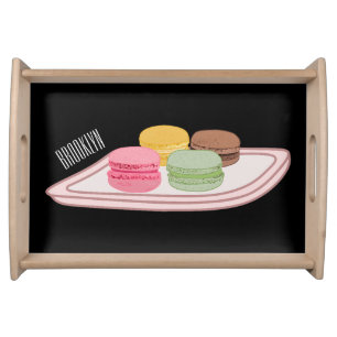 Macaron cartoon illustration  serving tray