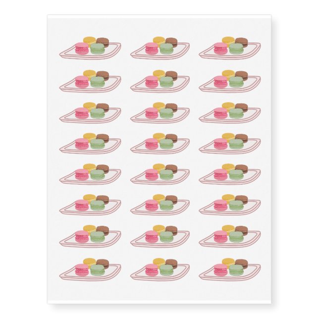 Macaron cartoon illustration  temporary tattoos (Front)