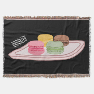Macaron cartoon illustration throw blanket