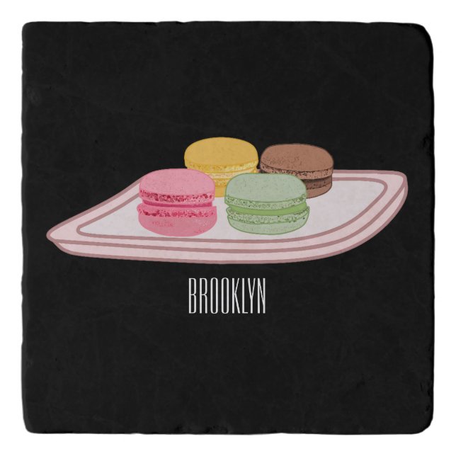Macaron cartoon illustration  trivet (Front)
