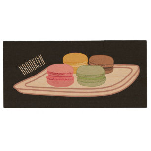 Macaron cartoon illustration wood flash drive