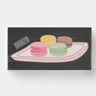 Macaron cartoon illustration  wooden box sign