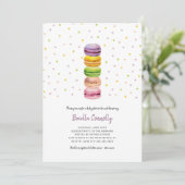 Macaron confetti baby shower brunch invitation (Standing Front)