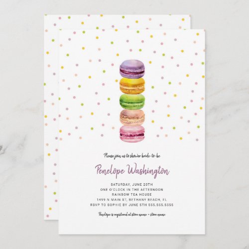 Macaron confetti bridal shower invitation