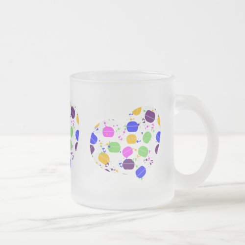 Macaron Confetti Heart Frosted Glass Coffee Mug