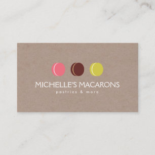 MACARON COOKIE TRIO LOGO on KRAFT PAPER for Bakery Business Card