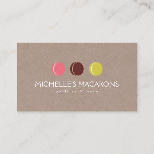 MACARON COOKIE TRIO LOGO on KRAFT PAPER for Bakery Business Card