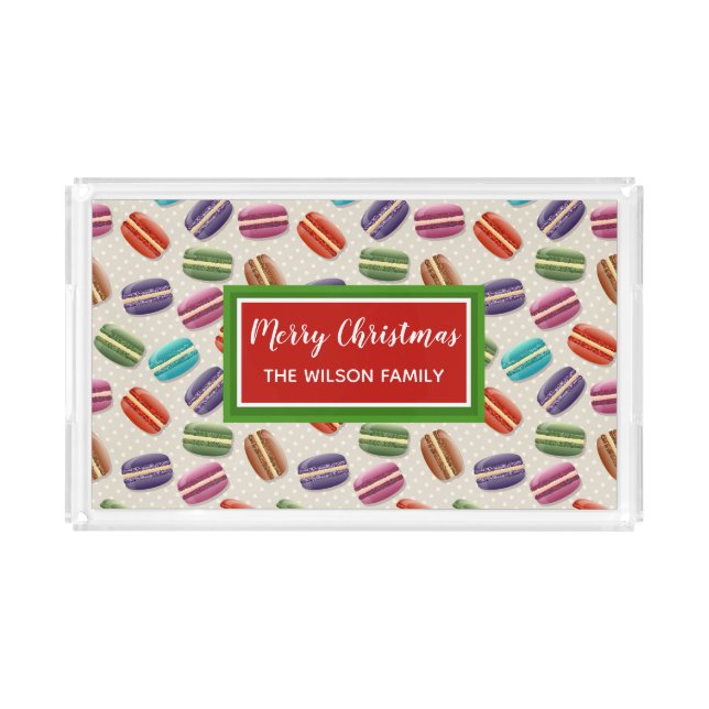 Macaron Cookies Custom Christmas Acrylic Tray (Front)