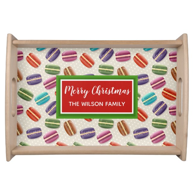 Macaron Cookies Custom Christmas Serving Tray (Front)