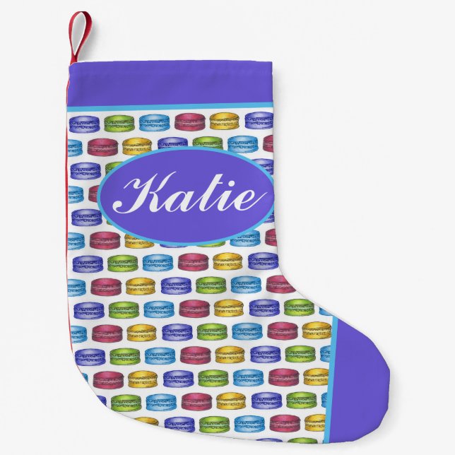 Macaron Cookies French Pastry Food Bakery Cafe Small Christmas Stocking (Front)