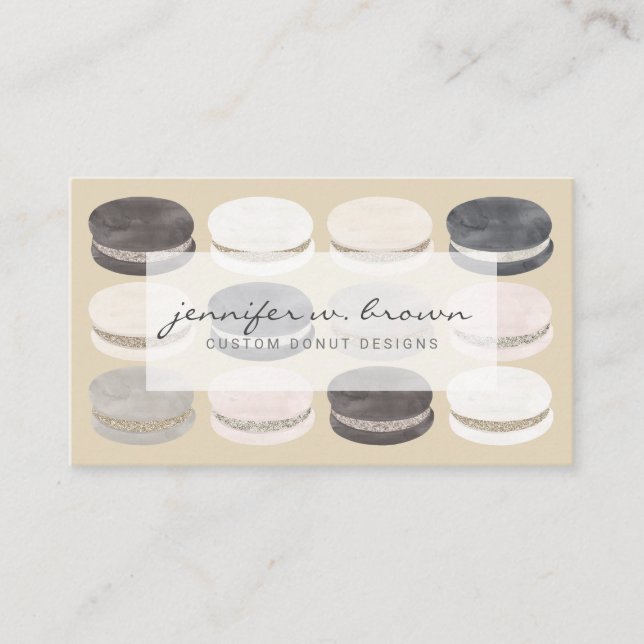 Macaron Cookies Sweets Dessert Bakery Shop Business Card (Front)