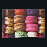 macaron cookies towel<br><div class="desc">colorful rainbow neon bright food treat dessert French hot pink mint green brown purple orange photo macaroons macron</div>