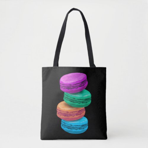 Macaron cookies watercolor drawing shoulder bag