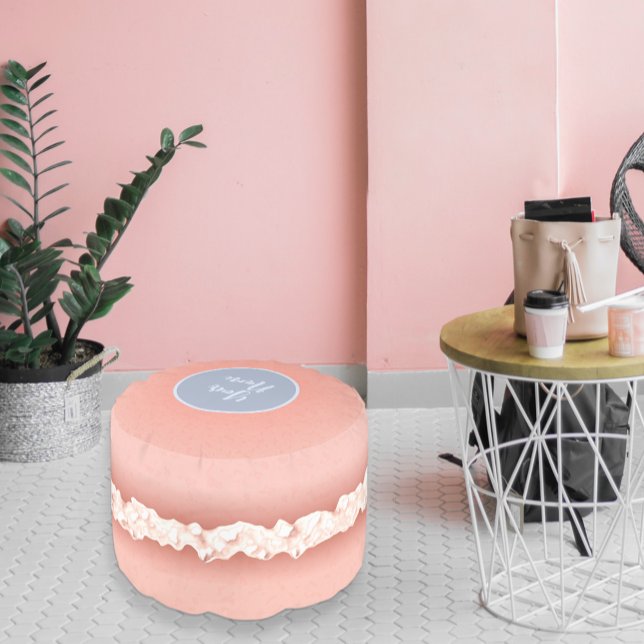 Macaron - Cute Blush Pink Dessert - Optional Name Pouf (Creator Uploaded)