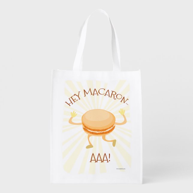 Macaron Dance Time Cookie Cartoon Slogan  Grocery Bag (Back)