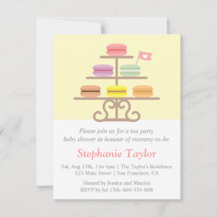Macaron Dessert, Tea Party Baby Shower, Mom to Be Invitation