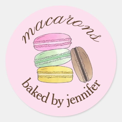 Macaron French Pastry Cookies Macarons Baked By Classic Round Sticker