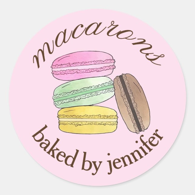 Macaron French Pastry Cookies Macarons Baked By Classic Round Sticker (Front)