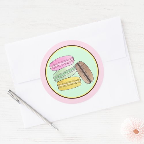 Macaron French Pastry Cookies Macarons Patisserie Classic Round Sticker