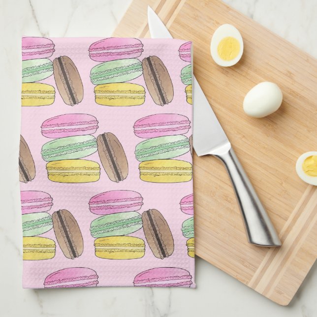 Macaron French Pastry Cookies Macarons Patisserie Kitchen Towel (Quarter Fold)