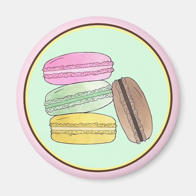 Macaron French Pastry Cookies Macarons Patisserie Magnet (Front)