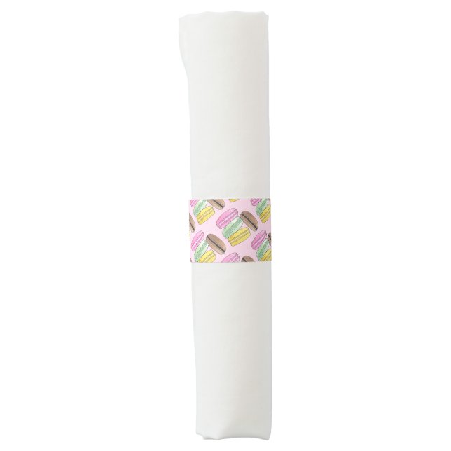 Macaron French Pastry Cookies Macarons Patisserie Napkin Bands (Front)