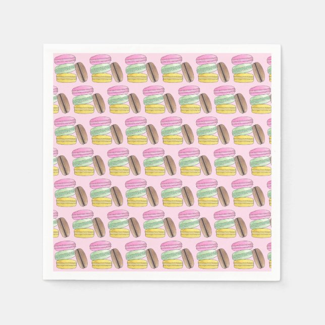 Macaron French Pastry Cookies Macarons Patisserie Napkins (Front)