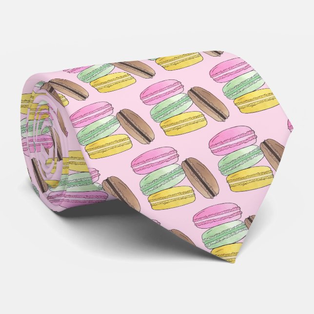 Macaron French Pastry Cookies Macarons Patisserie Neck Tie (Rolled)