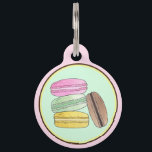 Macaron French Pastry Cookies Macarons Patisserie Pet ID Tag<br><div class="desc">Design features an original food-themed marker illustration of a stack of pink, yellow, green, and brown macarons. A popular cookie in French bakeries and pâtisseries, macaron shells are made with a combination of meringue, almond flour, icing sugar, then baked and piped with a variety of fillings including jams, buttercreams, and...</div>