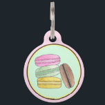 Macaron French Pastry Cookies Macarons Patisserie Pet ID Tag<br><div class="desc">Design features an original food-themed marker illustration of a stack of pink, yellow, green, and brown macarons. A popular cookie in French bakeries and pâtisseries, macaron shells are made with a combination of meringue, almond flour, icing sugar, then baked and piped with a variety of fillings including jams, buttercreams, and...</div>