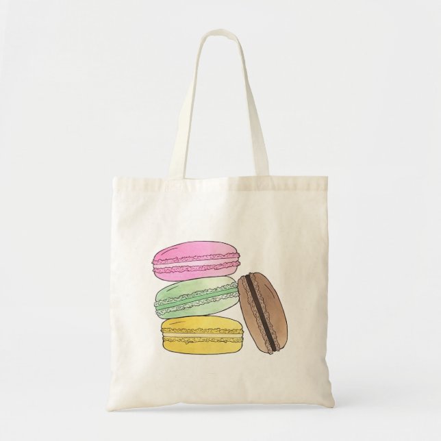 Macaron French Pastry Cookies Macarons Patisserie Tote Bag (Front)
