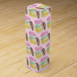 Macaron French Pastry Cookies Macarons Patisserie Wine Box<br><div class="desc">Design features an original food-themed marker illustration of a stack of pink, yellow, green, and brown macarons. A popular cookie in French bakeries and pâtisseries, macaron shells are made with a combination of meringue, almond flour, icing sugar, then baked and piped with a variety of fillings including jams, buttercreams, and...</div>