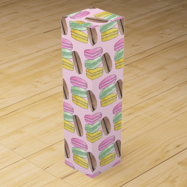 Macaron French Pastry Cookies Macarons Patisserie Wine Box (Front)