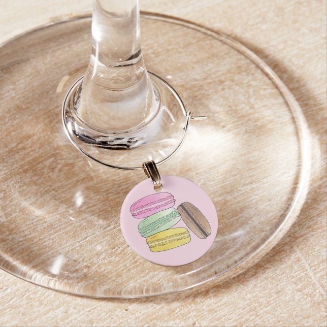 Macaron French Pastry Cookies Macarons Patisserie Wine Charm (In Situ)