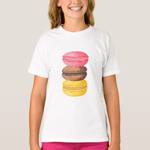 Macaron Illustration Sweets Watercolor Macaroons T_Shirt