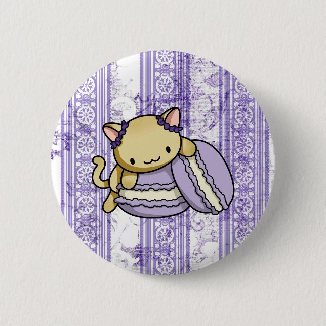 Macaron Kitty Pinback Button (Front)